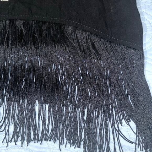Black Fringe Halter Top With Embroidered Tribal Design By 64 Sixty Five Rayon Ma - Picture 6 of 8